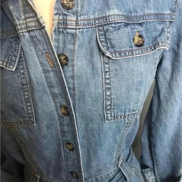 NWOT Anthropologie Pilcro Kora Classic Denim Button Front Belted Jumpsuit Sz XS - Picture 14 of 15